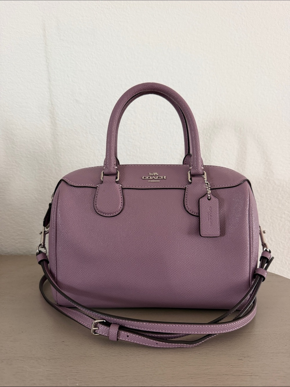 Coach Lavender Leather Satchel with Removable Strap